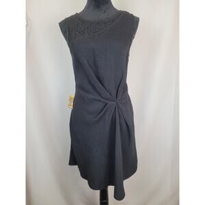 Rachel Roy NWT Womens Lace Sleeveless Ruched Waist Knee Length Dress Black Sz M